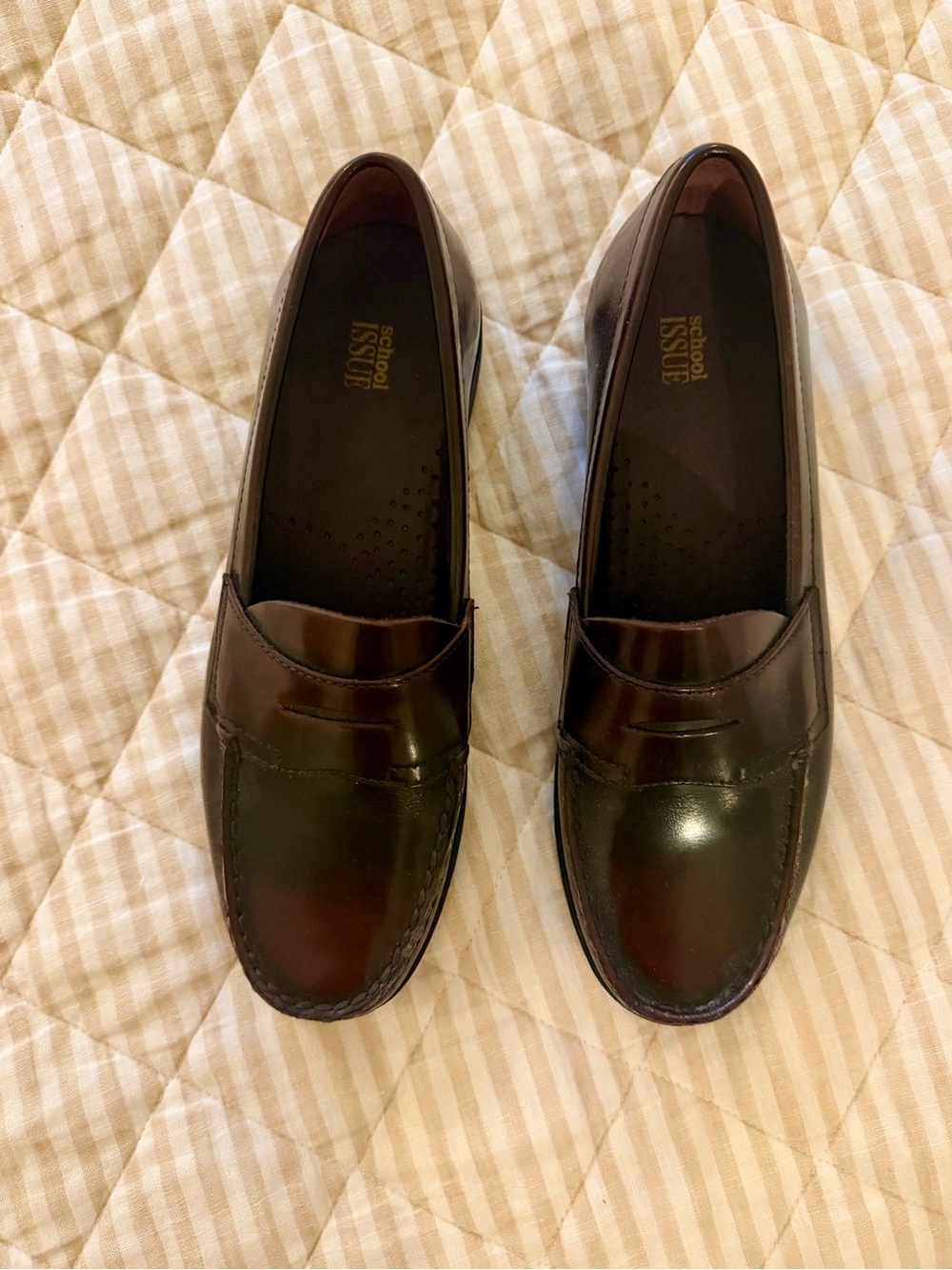 School Issue Women's Dark Brown Leather Penny Loafers - Picture 3 of 4